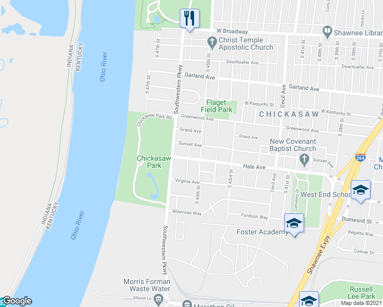 map of restaurants, bars, coffee shops, grocery stores, and more near 1109 Plato Terrace in Louisville