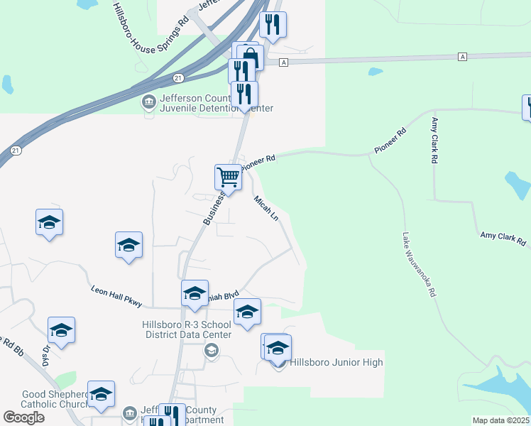 map of restaurants, bars, coffee shops, grocery stores, and more near 10315 Micah Lane in Hillsboro