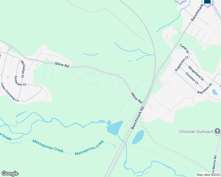 map of restaurants, bars, coffee shops, grocery stores, and more near 3108 Mine Road in Fredericksburg