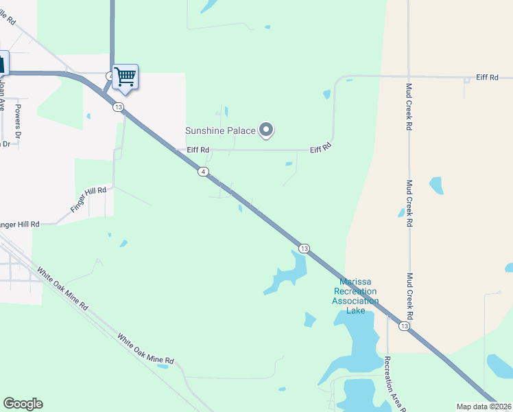 map of restaurants, bars, coffee shops, grocery stores, and more near 602 State Route 4 in Marissa