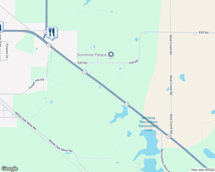 map of restaurants, bars, coffee shops, grocery stores, and more near 602 State Route 4 in Marissa