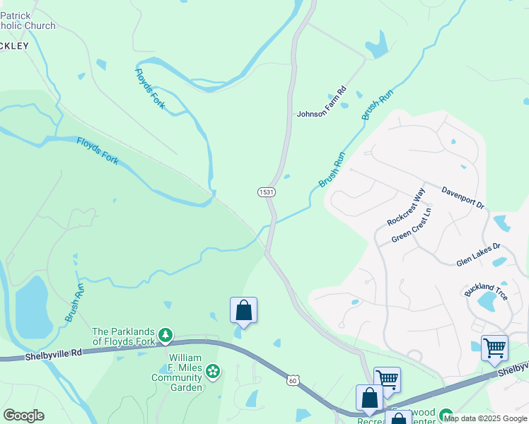 map of restaurants, bars, coffee shops, grocery stores, and more near 900 Johnson Road in Louisville