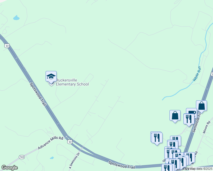 map of restaurants, bars, coffee shops, grocery stores, and more near 542 Locust Lane in Ruckersville