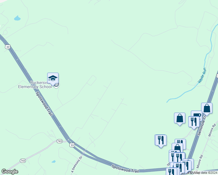 map of restaurants, bars, coffee shops, grocery stores, and more near 542 Locust Lane in Ruckersville