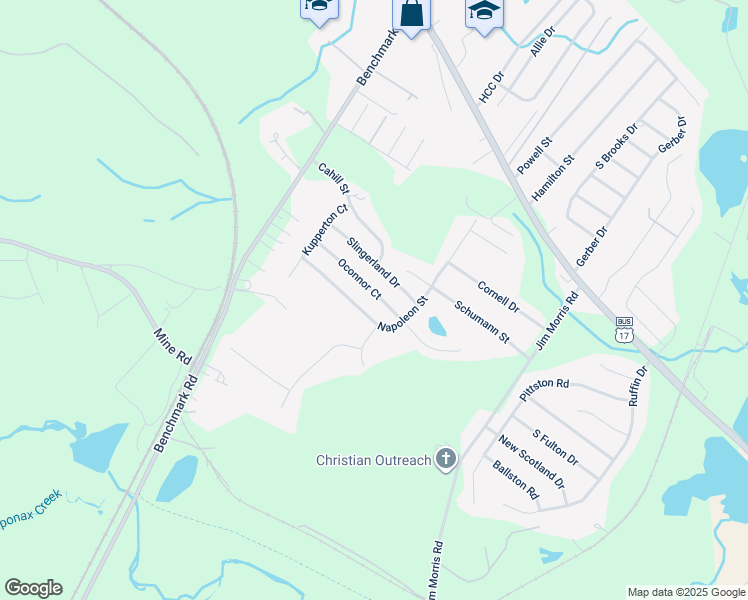 map of restaurants, bars, coffee shops, grocery stores, and more near 2809 Oconnor Court in Fredericksburg