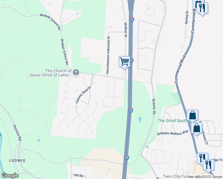 map of restaurants, bars, coffee shops, grocery stores, and more near 1776 Lexington Place in Herculaneum