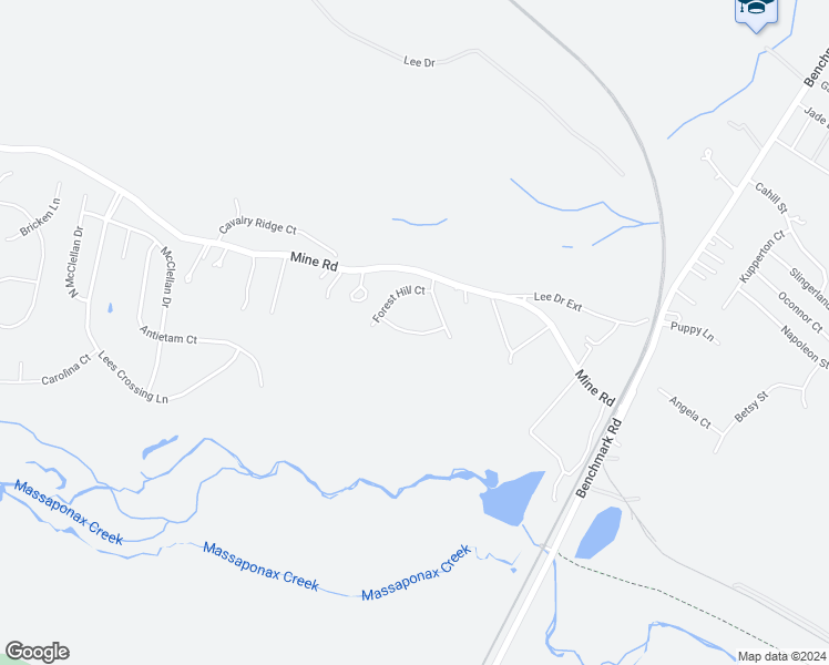 map of restaurants, bars, coffee shops, grocery stores, and more near 3109 Brown Hill Drive in Fredericksburg