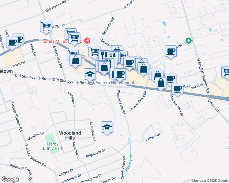 map of restaurants, bars, coffee shops, grocery stores, and more near 02 Wooded Falls Road in Middletown