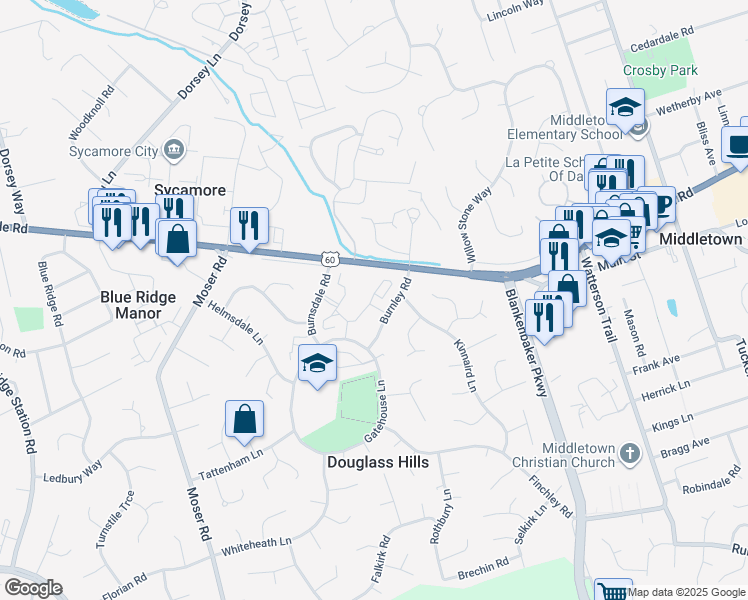 map of restaurants, bars, coffee shops, grocery stores, and more near 10920 Shelbyville Road in Louisville