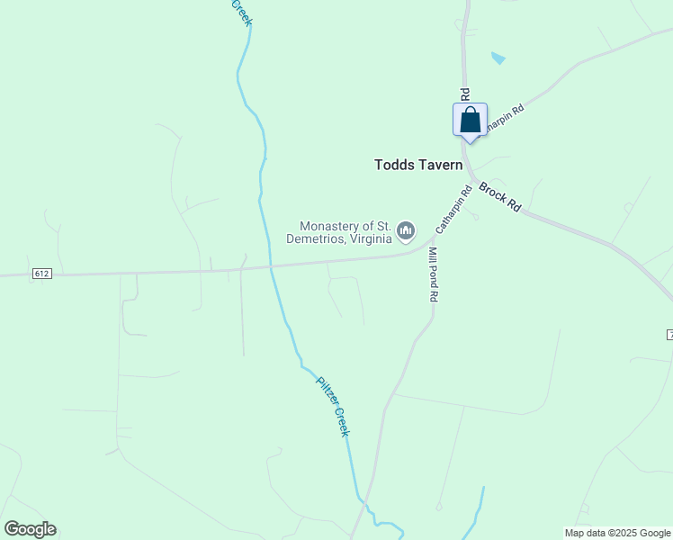 map of restaurants, bars, coffee shops, grocery stores, and more near 10615 Catharpin Road in Spotsylvania Courthouse