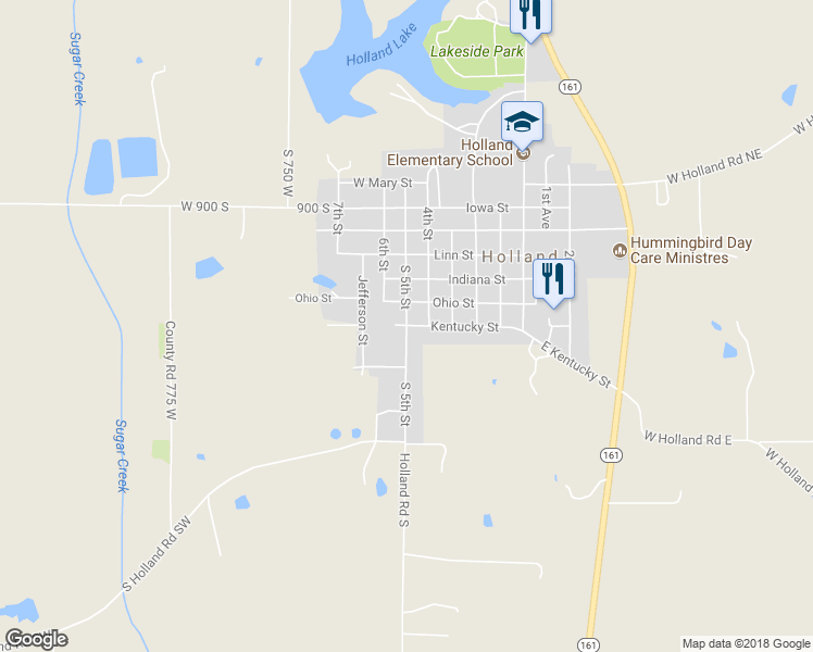 map of restaurants, bars, coffee shops, grocery stores, and more near South 5th Street in Holland