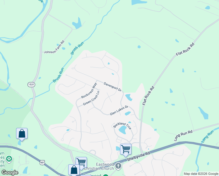 map of restaurants, bars, coffee shops, grocery stores, and more near 507 Davenport Drive in Louisville