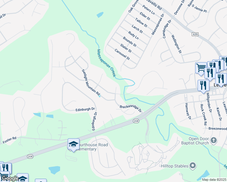 map of restaurants, bars, coffee shops, grocery stores, and more near 5901 West Copper Mountain Drive in Spotsylvania Courthouse