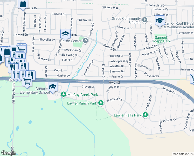 map of restaurants, bars, coffee shops, grocery stores, and more near 909 Harlequin Way in Suisun City