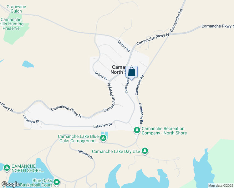 map of restaurants, bars, coffee shops, grocery stores, and more near 4074 Camanche Parkway North in Ione