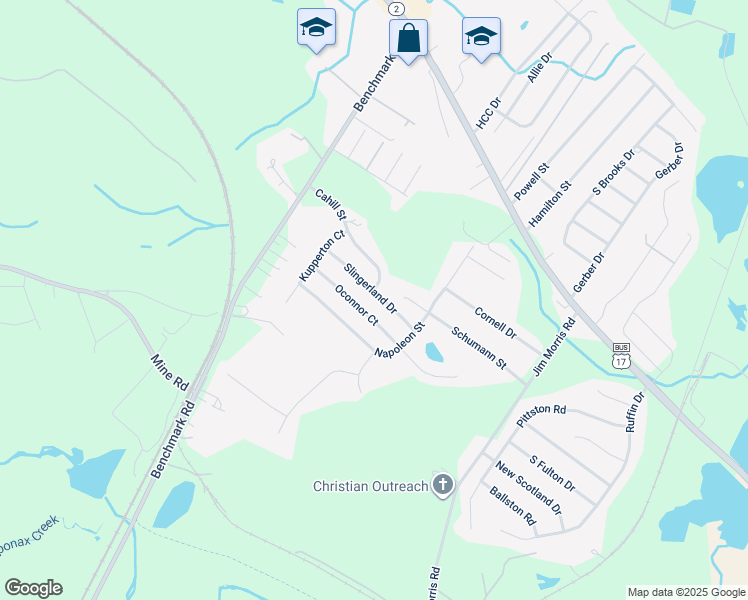 map of restaurants, bars, coffee shops, grocery stores, and more near 2815 Slingerland Drive in Fredericksburg