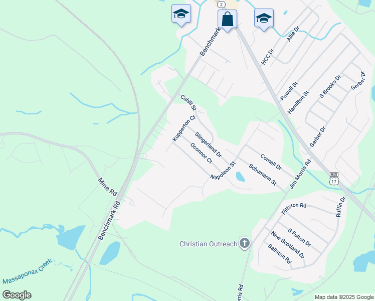 map of restaurants, bars, coffee shops, grocery stores, and more near 10208 Napoleon Street in Fredericksburg
