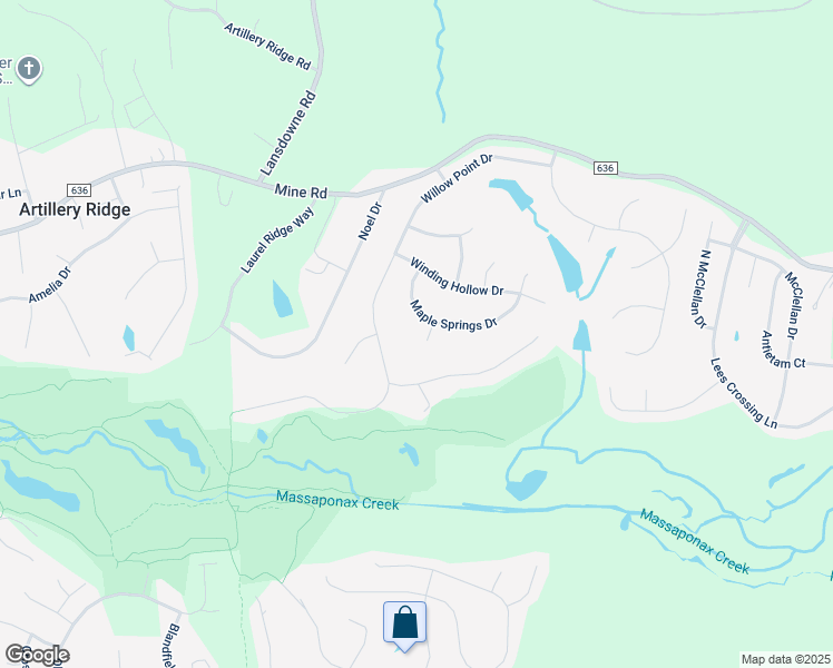 map of restaurants, bars, coffee shops, grocery stores, and more near 13004 Crested Court in Fredericksburg