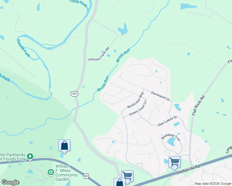 map of restaurants, bars, coffee shops, grocery stores, and more near 1025 Autumn Crest Lane in Louisville