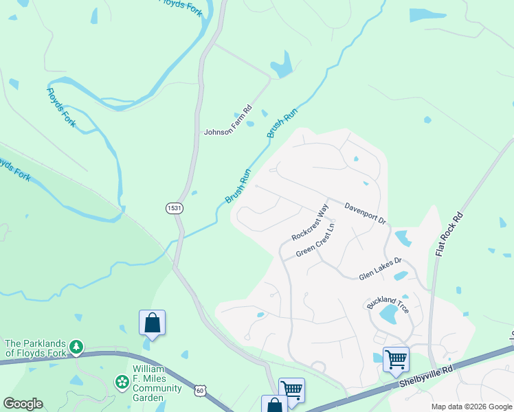 map of restaurants, bars, coffee shops, grocery stores, and more near 1025 Autumn Crest Lane in Louisville