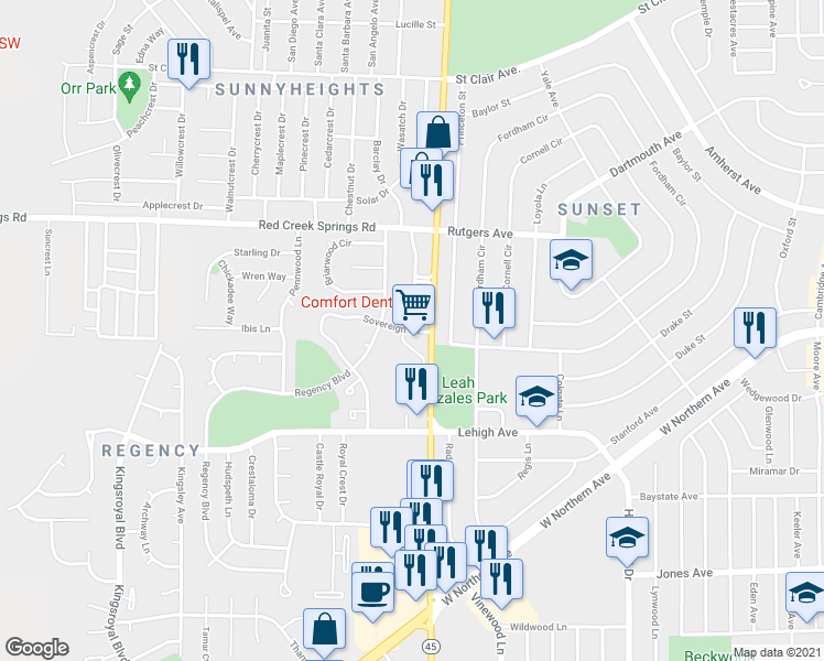 map of restaurants, bars, coffee shops, grocery stores, and more near 2416 South Pueblo Boulevard Way in Pueblo