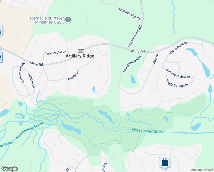 map of restaurants, bars, coffee shops, grocery stores, and more near 10215 North Hampton Lane in Fredericksburg