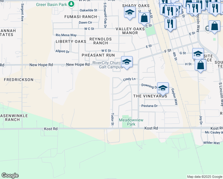 map of restaurants, bars, coffee shops, grocery stores, and more near 902 Tudor Street in Galt