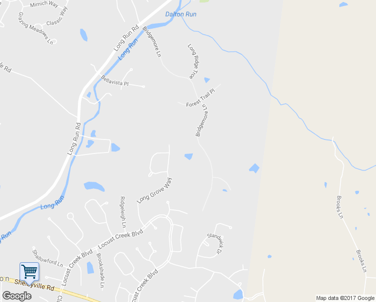 map of restaurants, bars, coffee shops, grocery stores, and more near 18430 Bridgemore Lane in Louisville