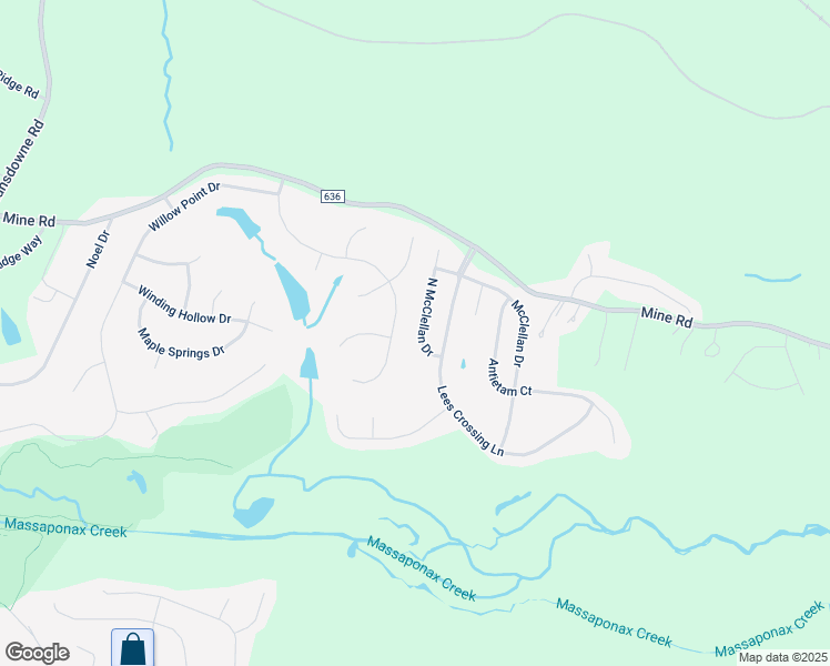 map of restaurants, bars, coffee shops, grocery stores, and more near 10408 North McClellan Drive in Fredericksburg