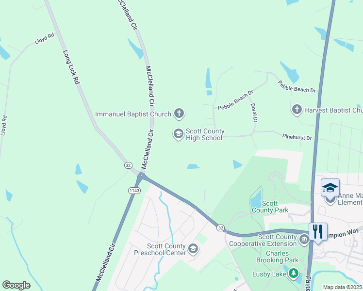 map of restaurants, bars, coffee shops, grocery stores, and more near 1051 McClelland Circle in Georgetown