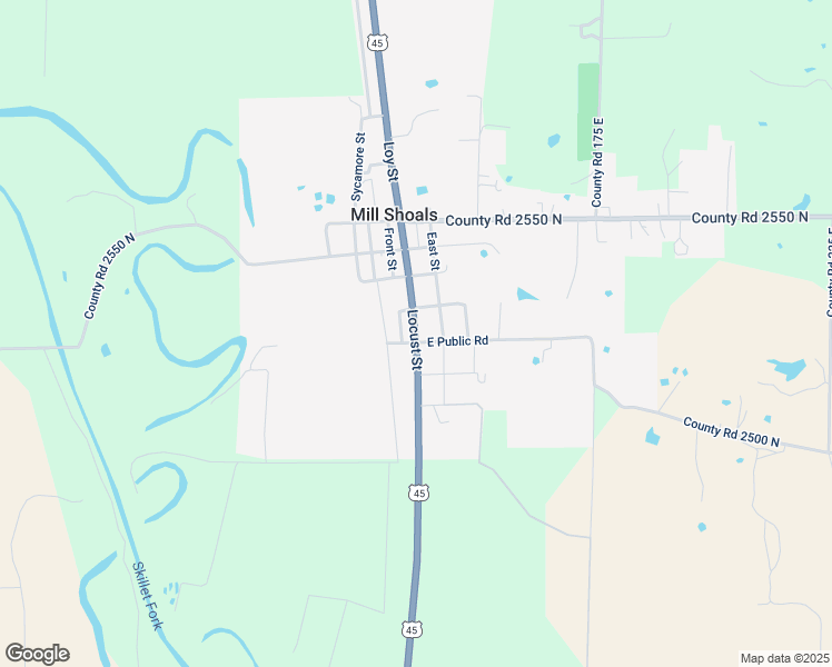 map of restaurants, bars, coffee shops, grocery stores, and more near 422 Locust Street in Mill Shoals