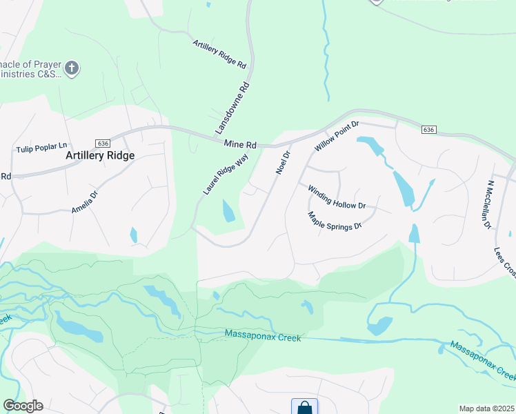 map of restaurants, bars, coffee shops, grocery stores, and more near 21 Noel Drive in Fredericksburg