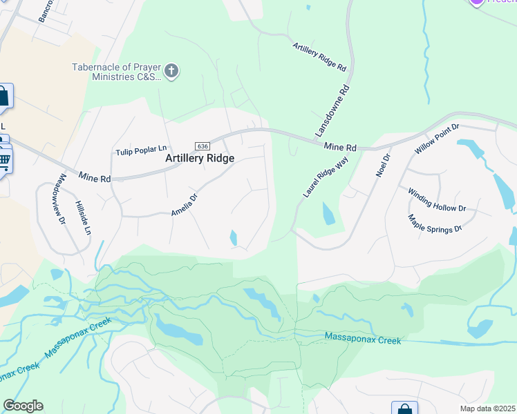 map of restaurants, bars, coffee shops, grocery stores, and more near 10224 North Hampton Lane in Fredericksburg