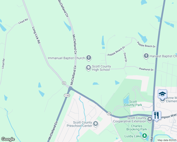 map of restaurants, bars, coffee shops, grocery stores, and more near 1051 McClelland Circle in Georgetown