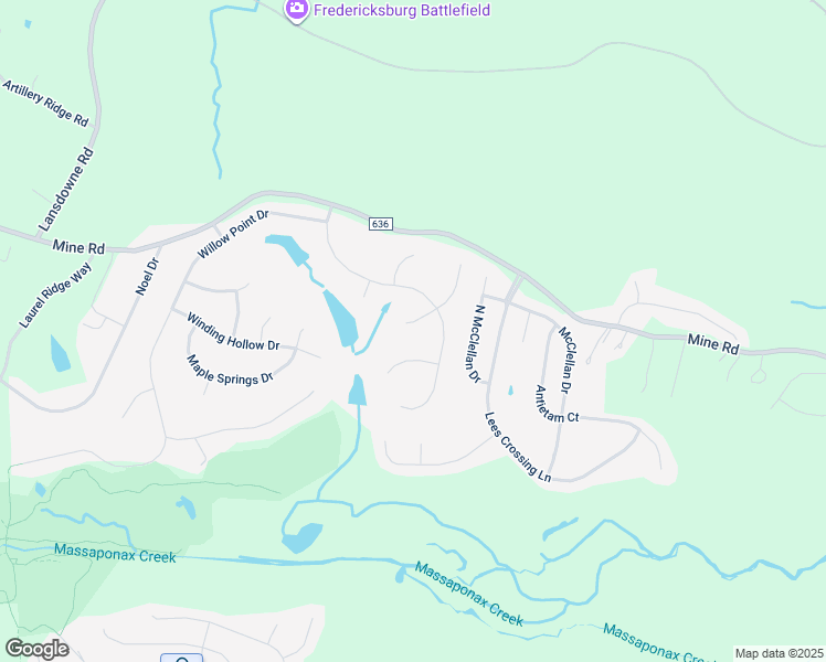 map of restaurants, bars, coffee shops, grocery stores, and more near 3704 Bricken Lane in Fredericksburg