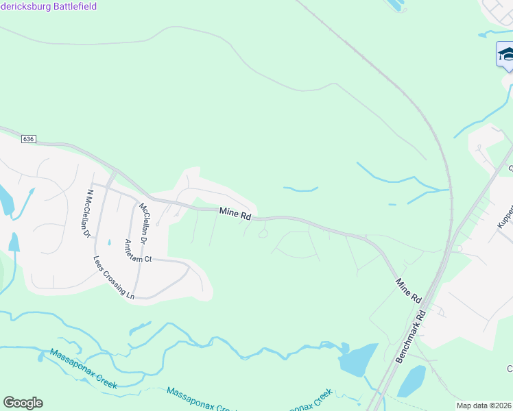 map of restaurants, bars, coffee shops, grocery stores, and more near 3201 Cavalry Ridge Court in Fredericksburg