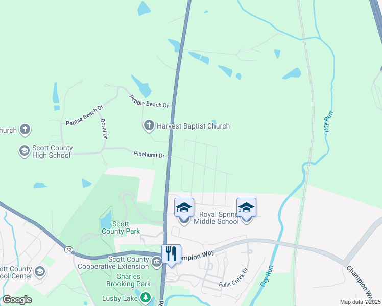 map of restaurants, bars, coffee shops, grocery stores, and more near 1342 Cincinnati Road in Georgetown