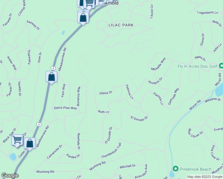 map of restaurants, bars, coffee shops, grocery stores, and more near 2318 Patricia Lane in Arnold