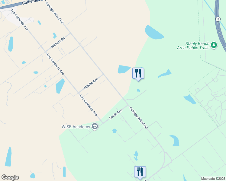 map of restaurants, bars, coffee shops, grocery stores, and more near 1201 Cuttings Wharf Road in Napa