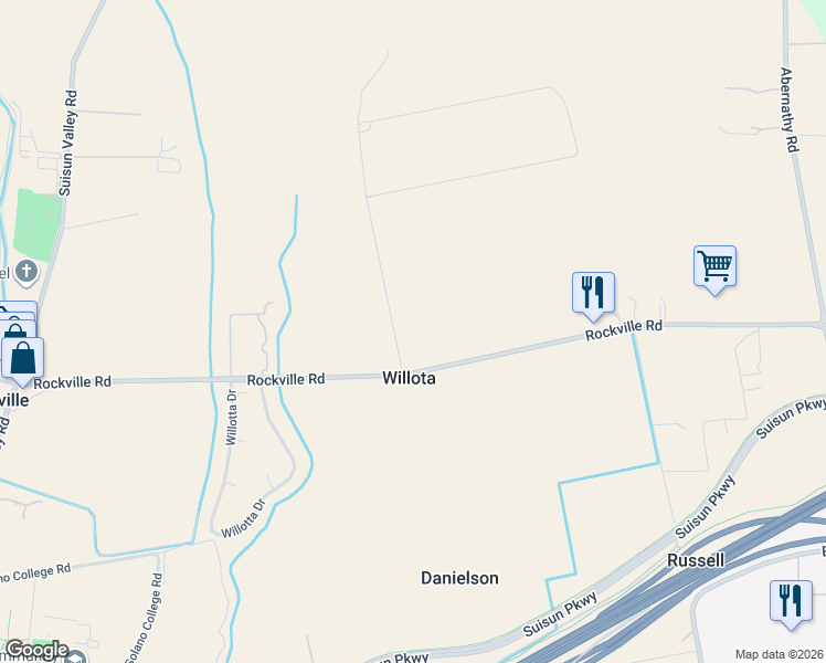 map of restaurants, bars, coffee shops, grocery stores, and more near 4180 Cadenasso Lane in Fairfield