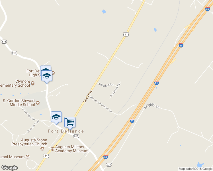 map of restaurants, bars, coffee shops, grocery stores, and more near 41 Meadow Lane in Mount Sidney