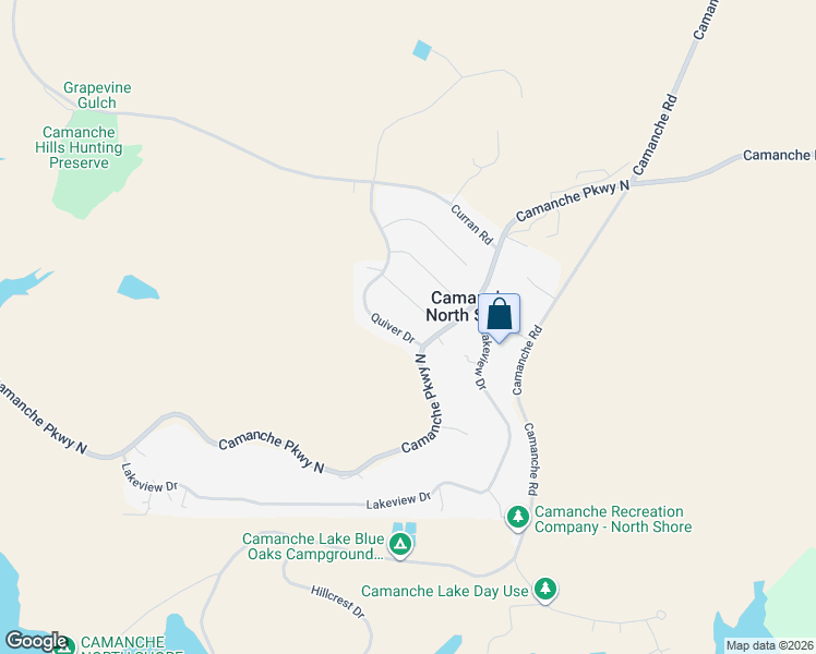 map of restaurants, bars, coffee shops, grocery stores, and more near 2411 Quiver Drive in Ione