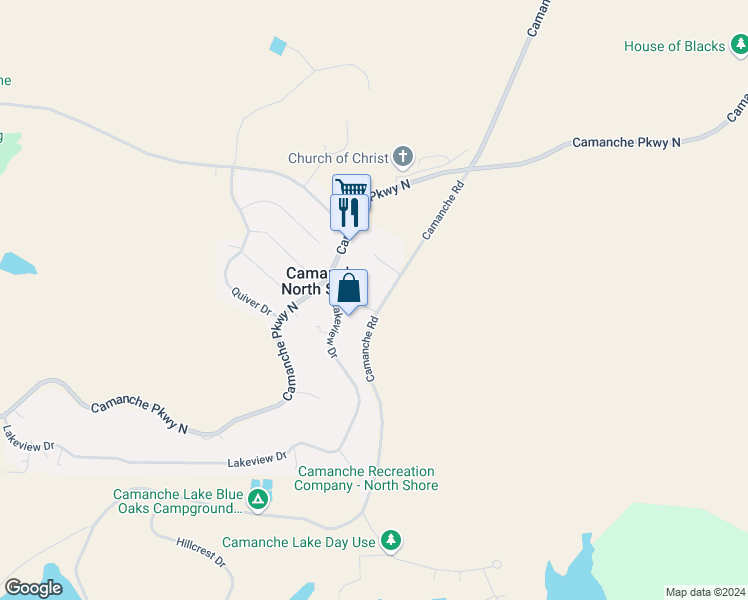 map of restaurants, bars, coffee shops, grocery stores, and more near 2395B Camanche Road in Ione