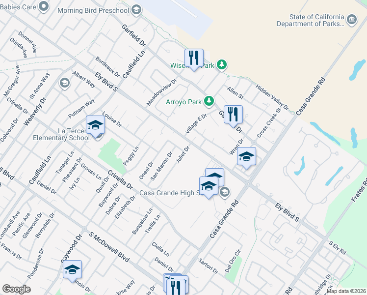 map of restaurants, bars, coffee shops, grocery stores, and more near 800 Parent Way in Petaluma