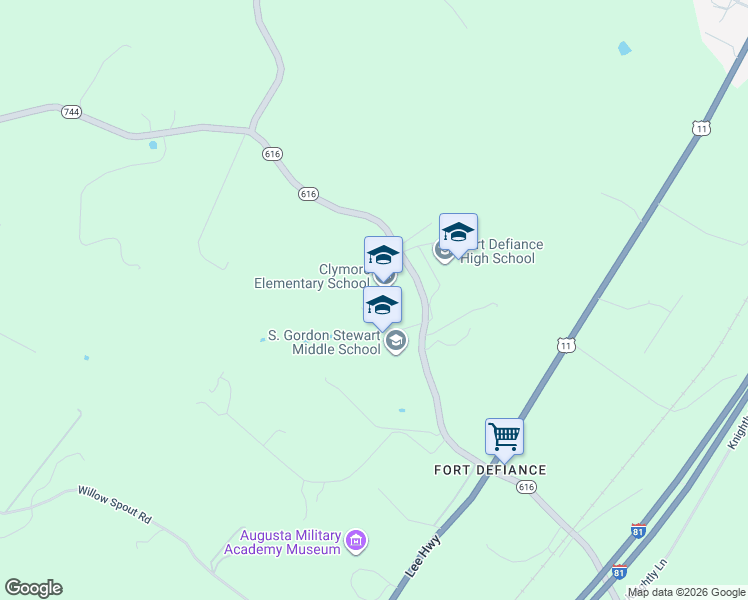 map of restaurants, bars, coffee shops, grocery stores, and more near 184 Fort Defiance Road in Fort Defiance