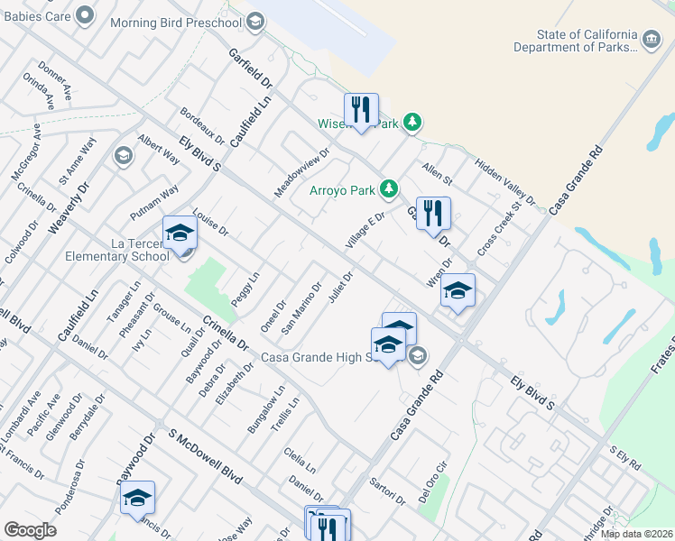 map of restaurants, bars, coffee shops, grocery stores, and more near 800 Parent Way in Petaluma