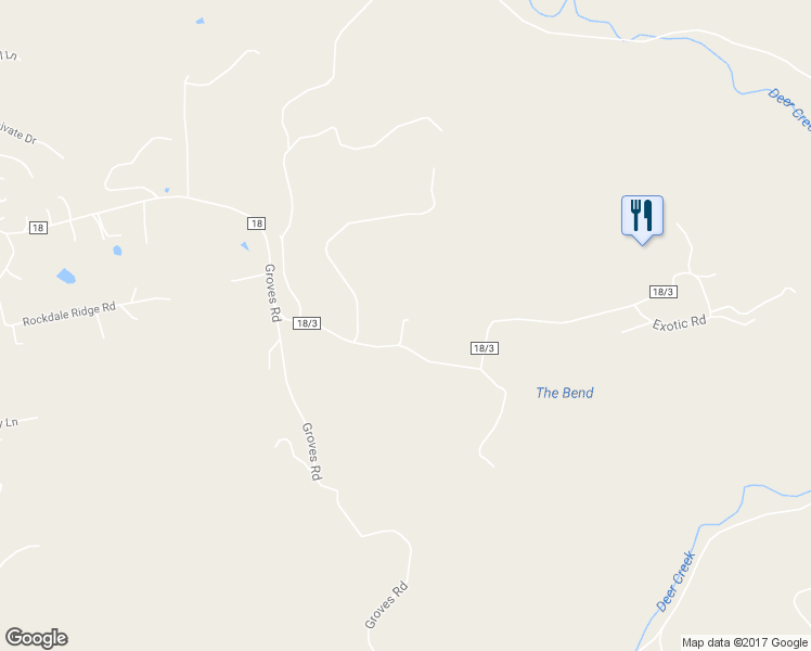 map of restaurants, bars, coffee shops, grocery stores, and more near 305 Deer Creek in Canvas