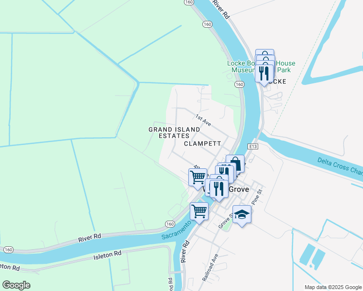 map of restaurants, bars, coffee shops, grocery stores, and more near 14043 Pheasant Run in Walnut Grove