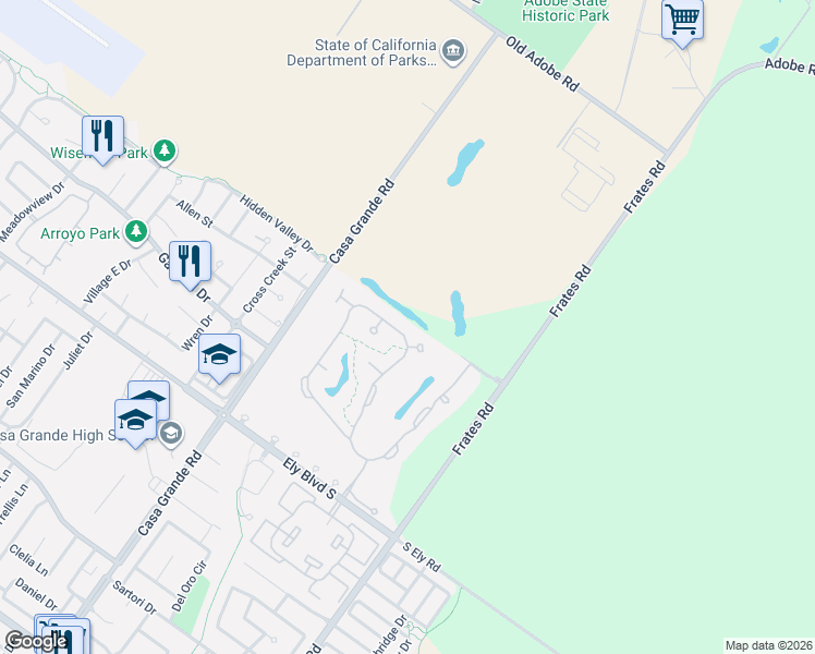 map of restaurants, bars, coffee shops, grocery stores, and more near 1897 Falcon Ridge Drive in Petaluma