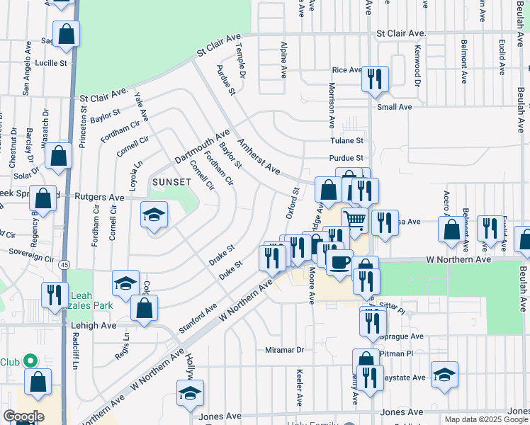 map of restaurants, bars, coffee shops, grocery stores, and more near 6 Drake Street in Pueblo
